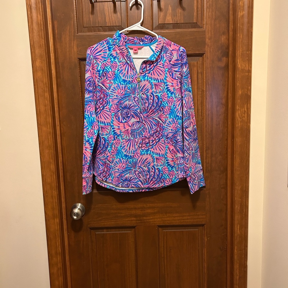 Lilly Pulitzer Pink and Blue Floral 3/4 Zip